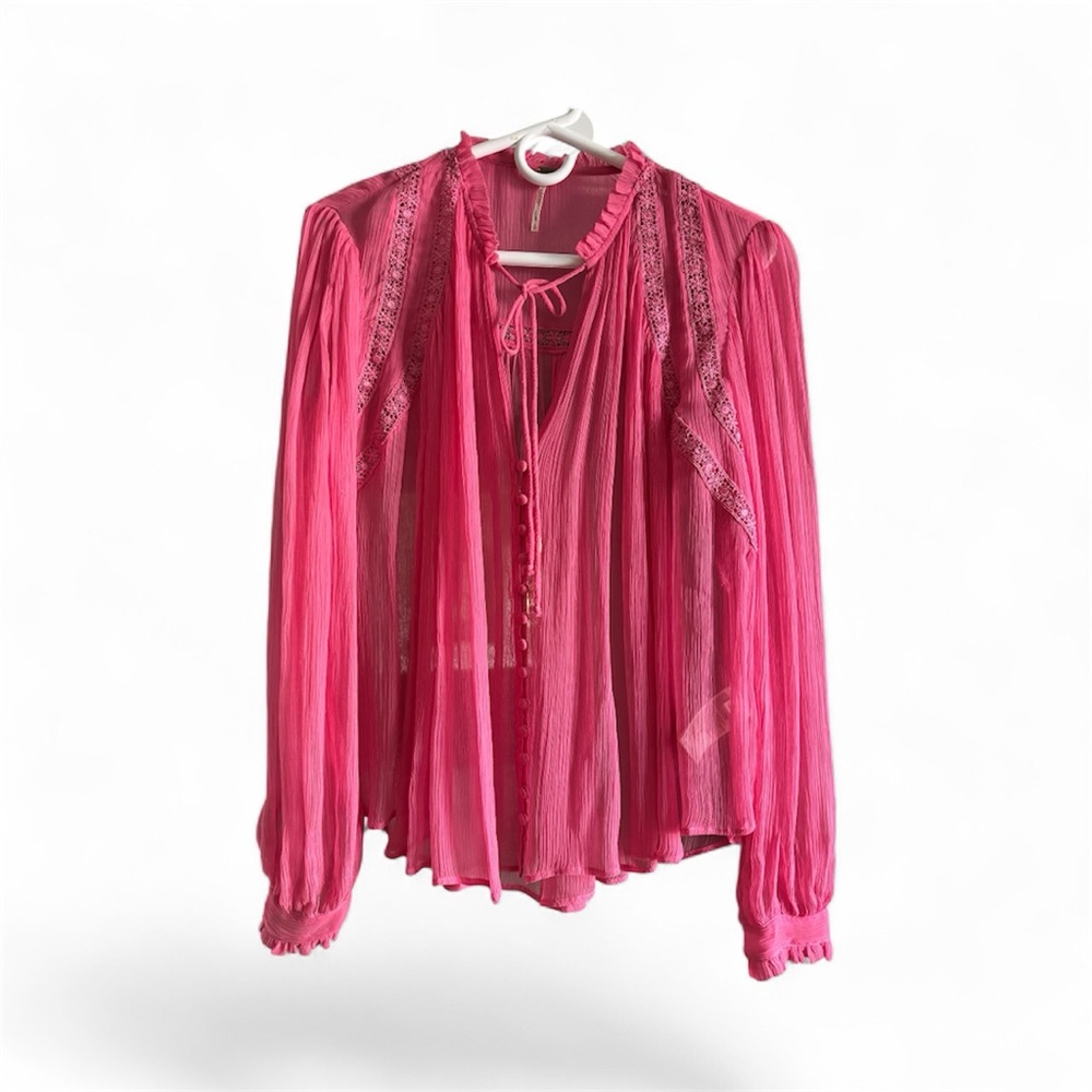 Free People Vibrant Pink Blouse